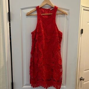 Lovers + Friends Vibrant Red Lace Mini Dress